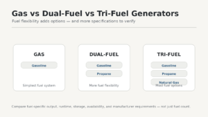 Gas, dual-fuel, and tri-fuel portable generator fuel options compared