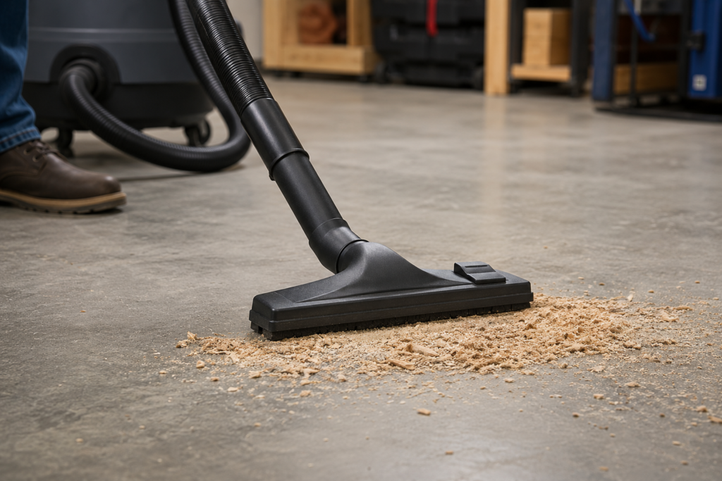 Unbranded wet dry shop vacuum in a workshop